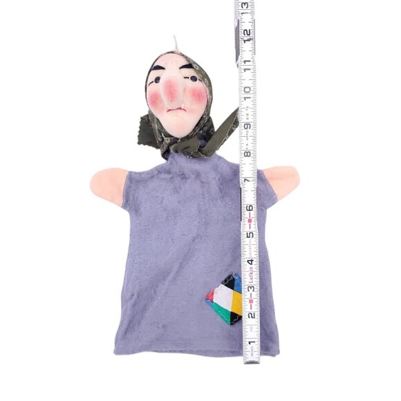 VINTAGE KERSA WITCH HAND PUPPET Old Woman Lady Fabric Doll Felt 1960s - Picture 5 of 6